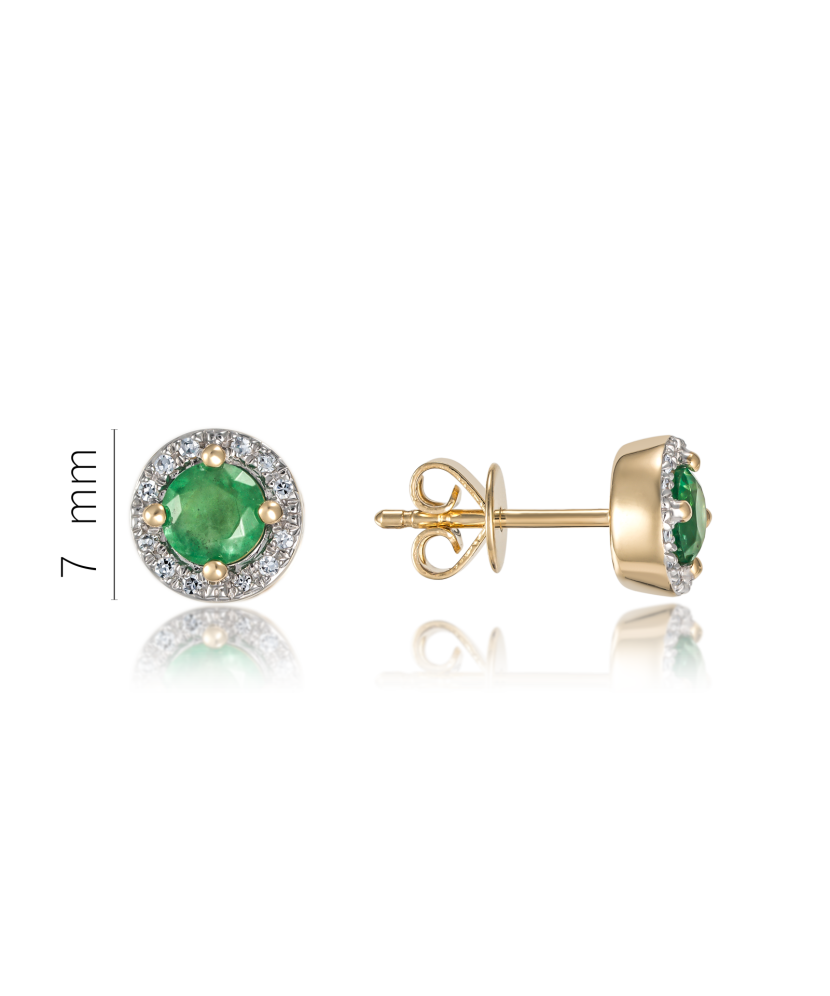 Yellow gold earrings with diamonds and emeralds