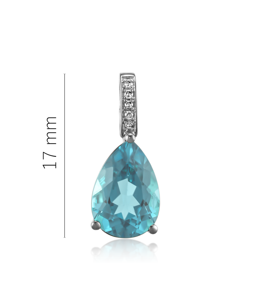 White gold pendant with topaz and diamonds
