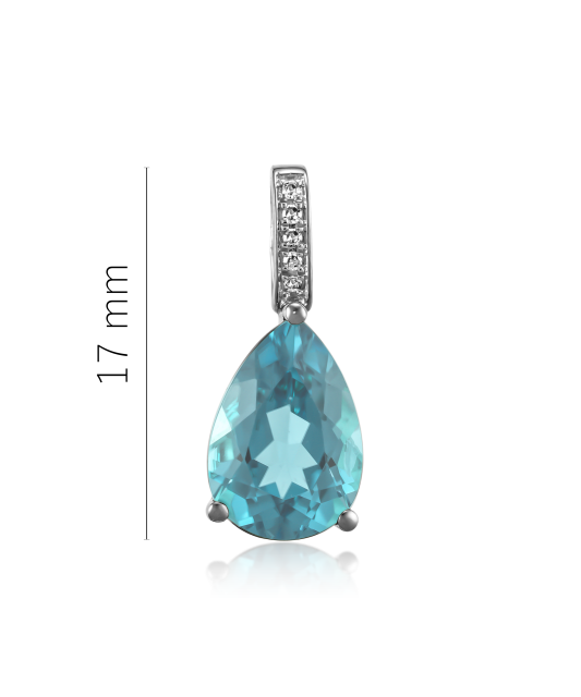 White gold pendant with topaz and diamonds