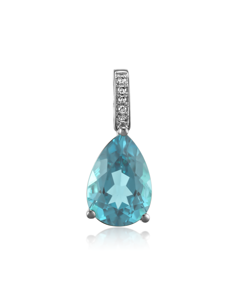 White gold pendant with topaz and diamonds