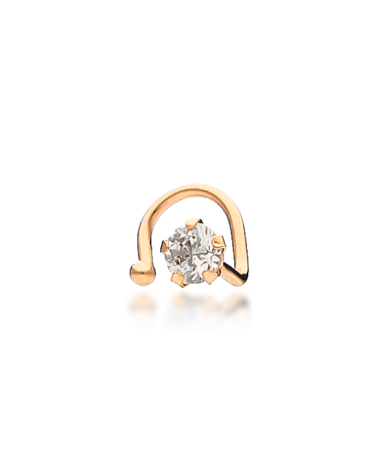 Gold nose piercing with zirconium
