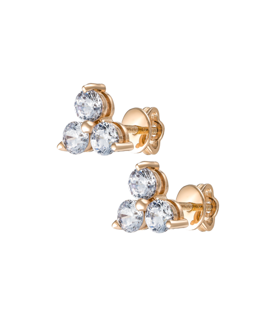 Gold earrings with zircons