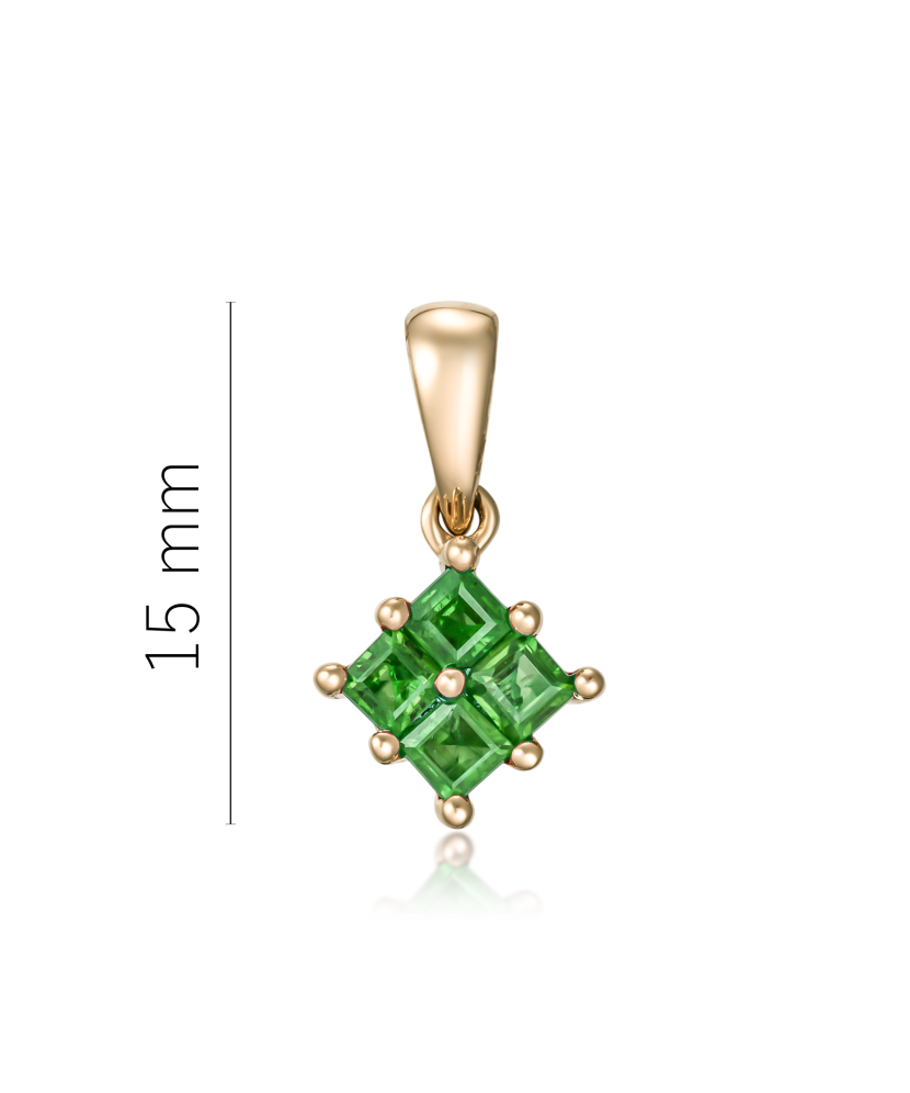 Yellow gold pendant with emeralds