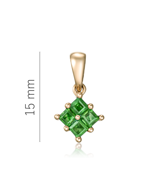 Yellow gold pendant with emeralds