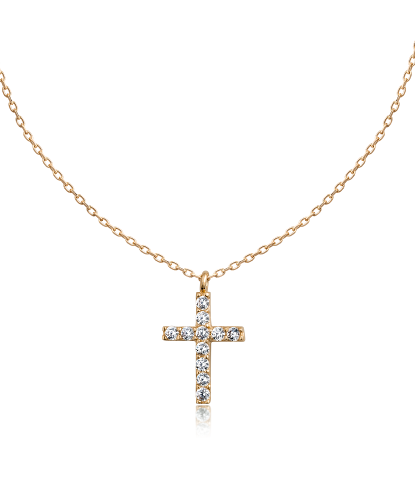 Gold chain with zirconium pendant "Cross"