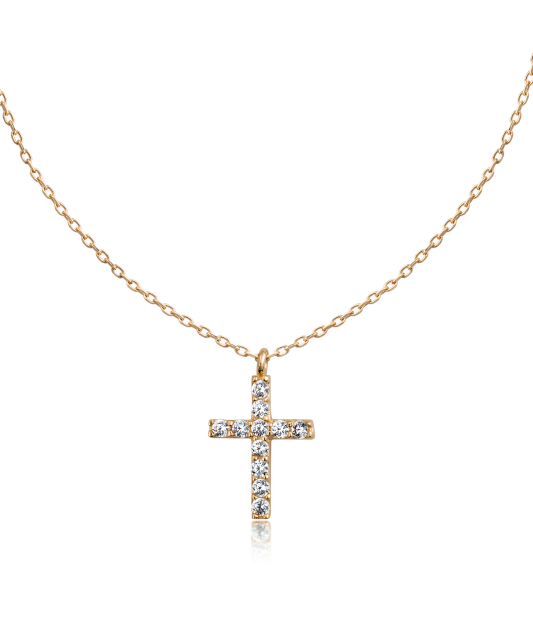 Gold chain with zirconium pendant "Cross"