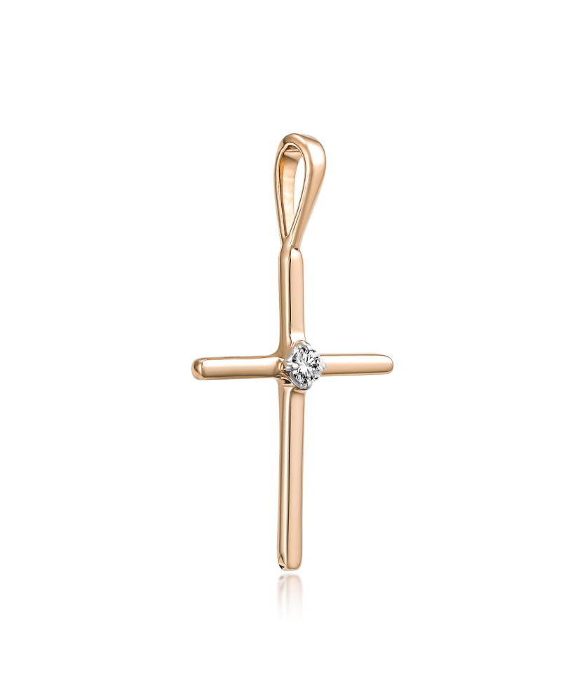 Gold pendant with diamond "cross"
