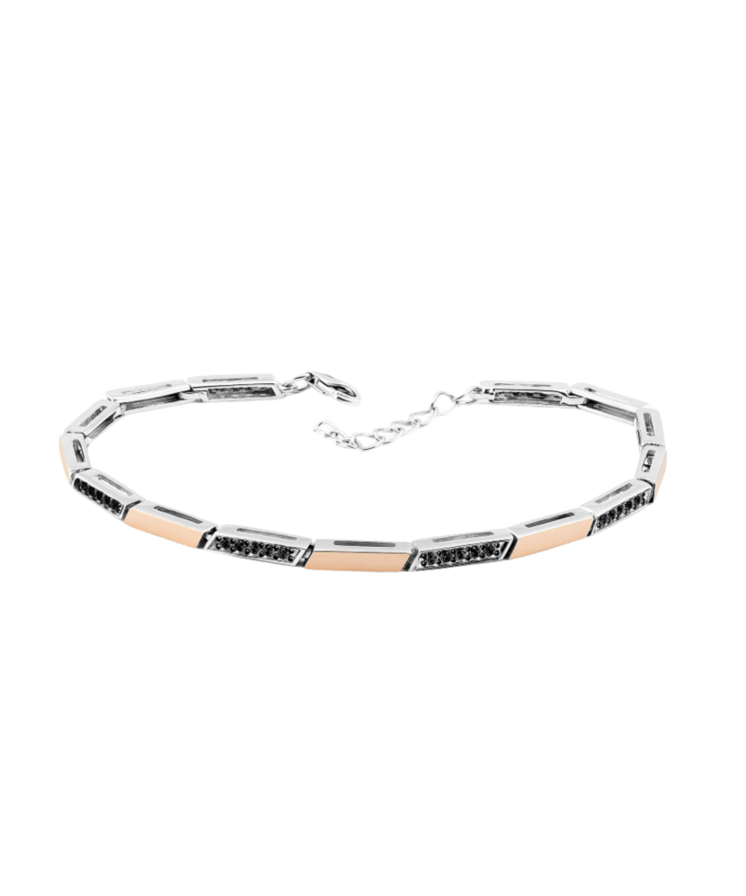 Hopeinen rannekoru zirkoneilla kullalla peitetty