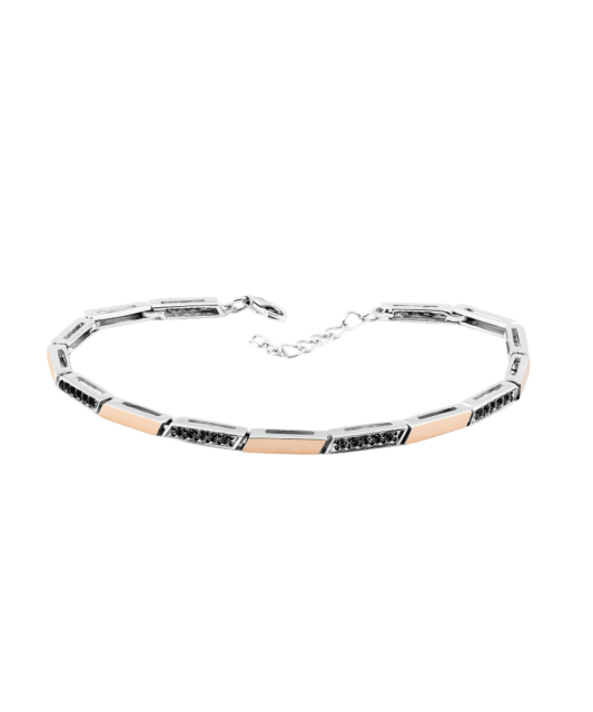 Hopeinen rannekoru zirkoneilla kullalla peitetty