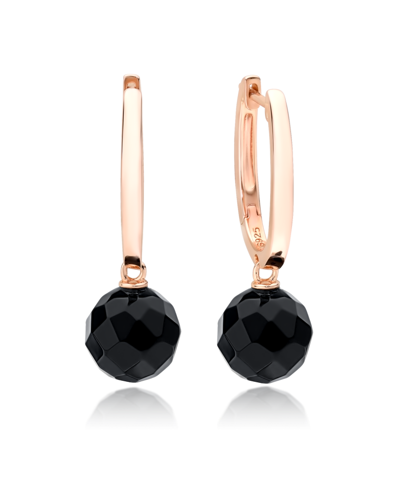 Paauksuoti Sidabriniai auskarai su oniksais