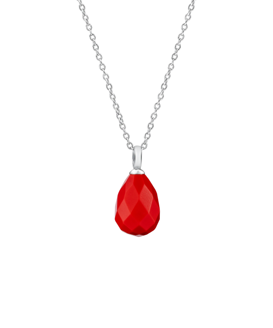 Sterling silver chain with coral pendant