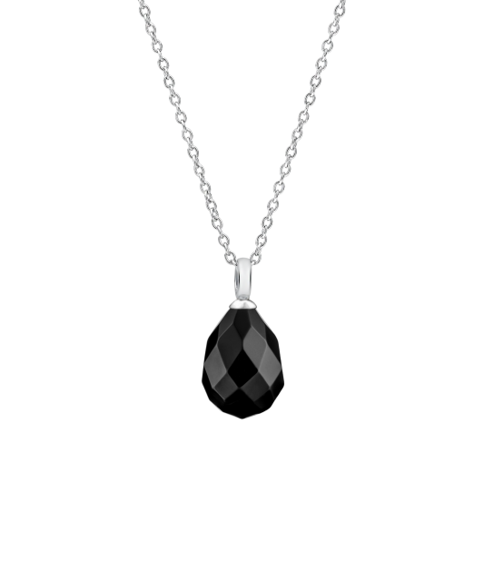 Sterling silver chain with onyx pendant