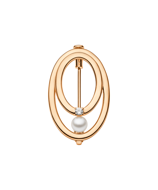 Silver Brooch With Pearl And Zirconium Gold Plated