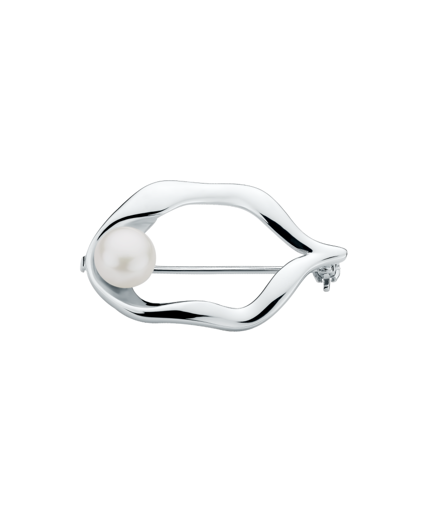 Sterling silver  brooch with pearl and zircons