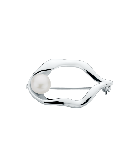 Sterling silver  brooch with pearl and zircons