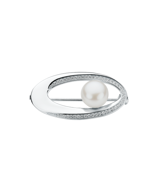 Sterling silver  brooch with pearl and zircons