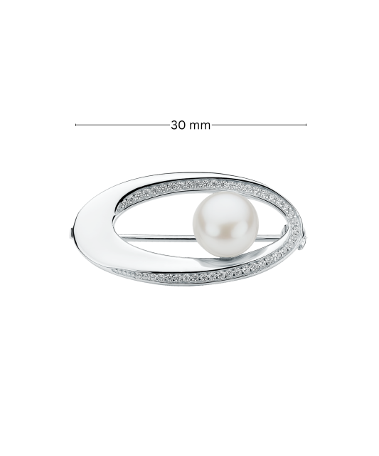 Sterling silver  brooch with pearl and zircons