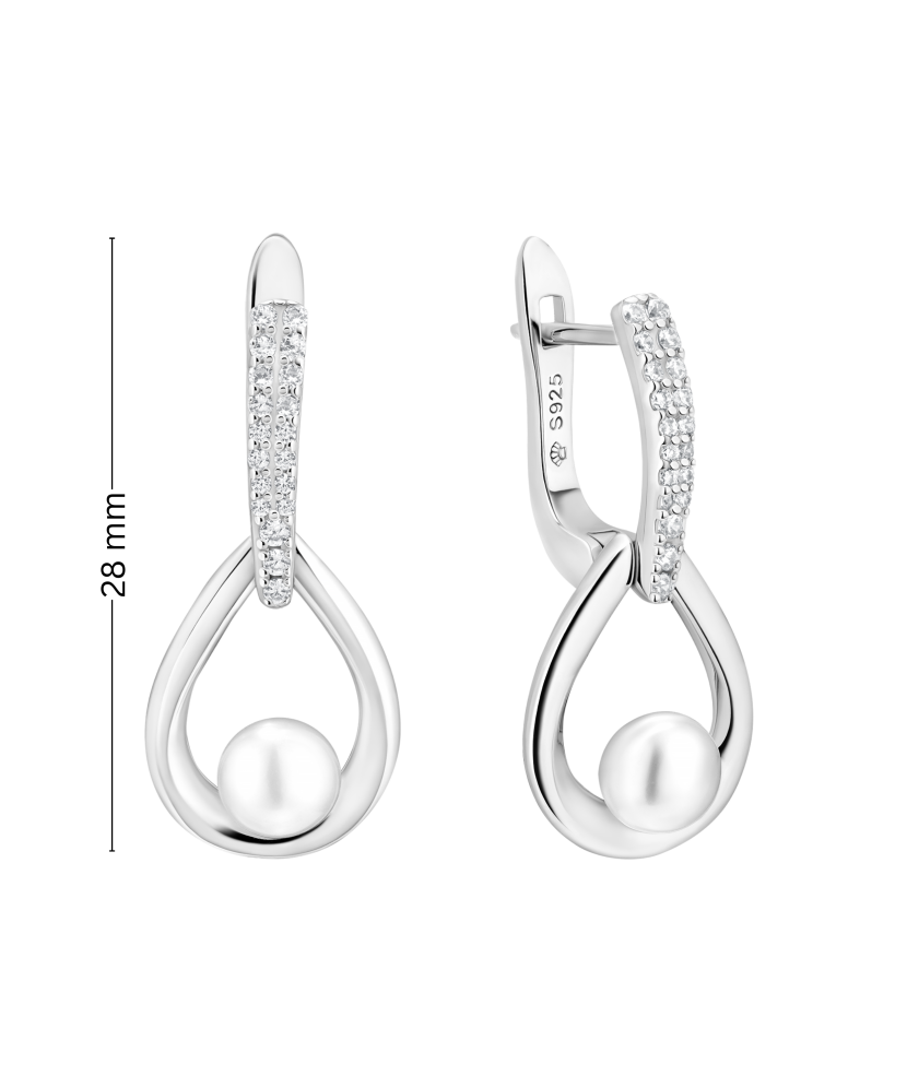 Sterling silver earrings with pearls and zircons