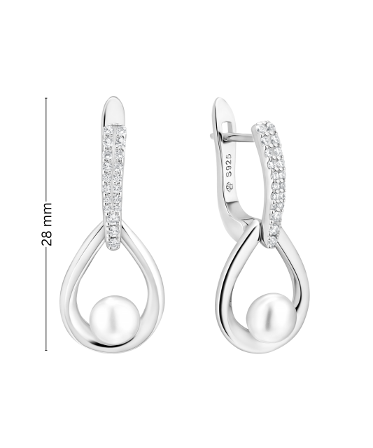 Sterling silver earrings with pearls and zircons