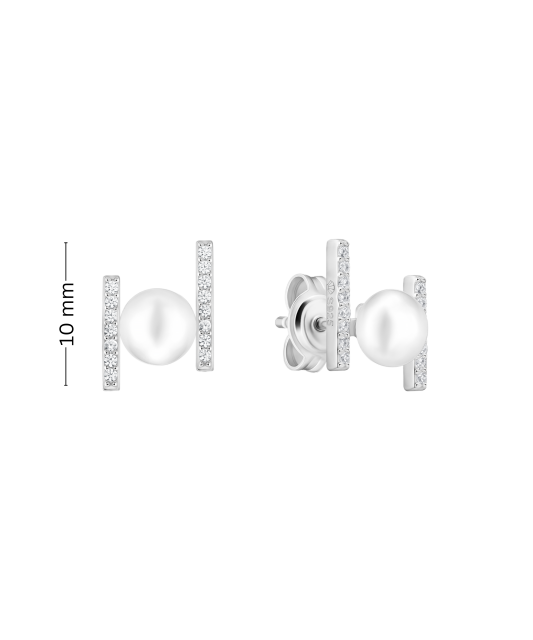 Sterling silver earrings with pearls and zircons