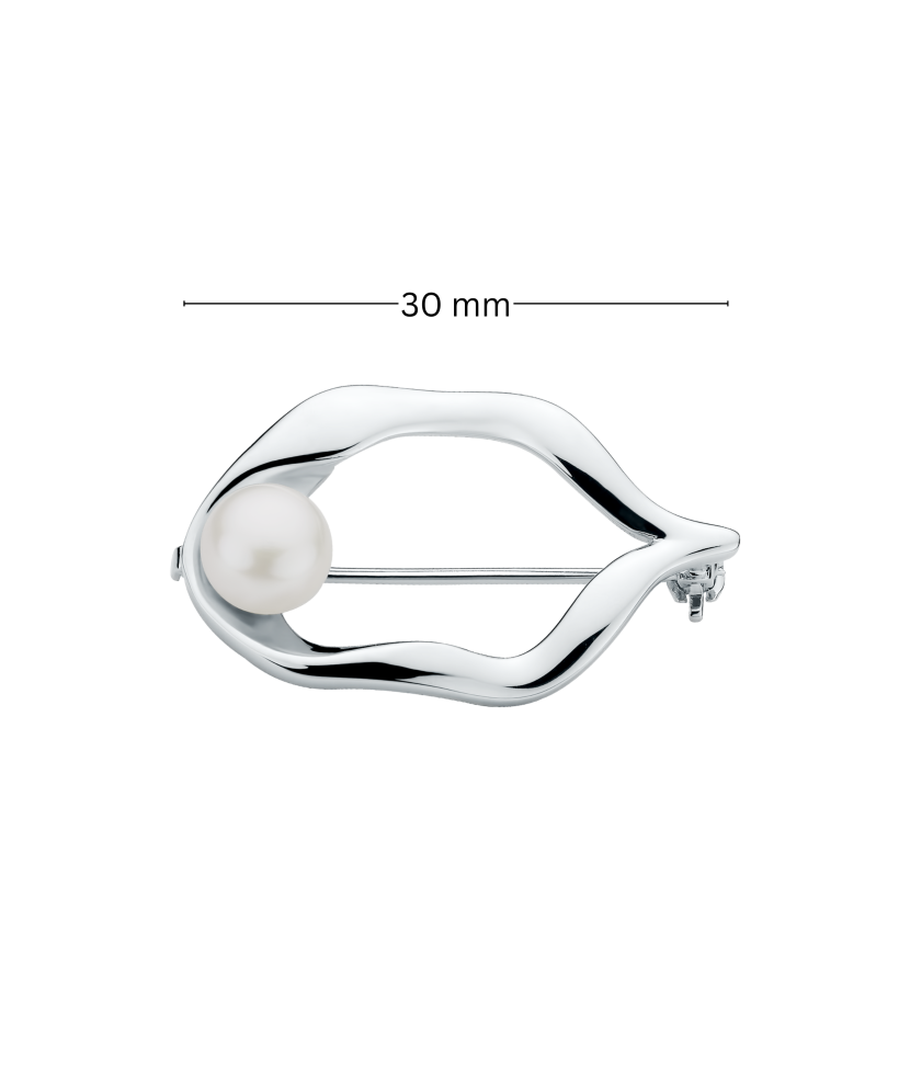 Sterling silver  brooch with pearl and zircons