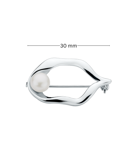 Sterling silver  brooch with pearl and zircons