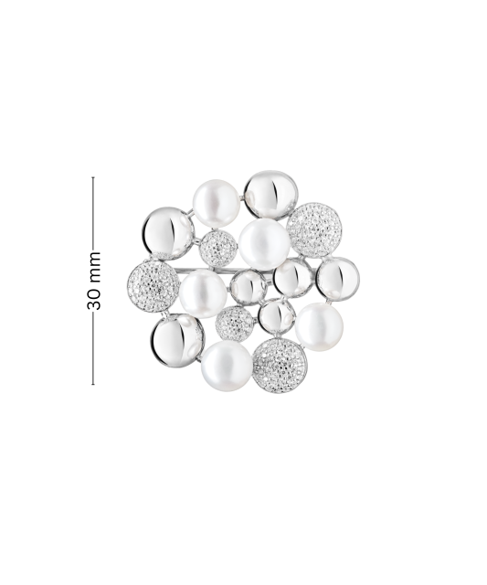 Sterling silver  brooch with pearls and zircons