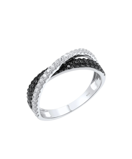 Sterling silver ring with zircons and spinels