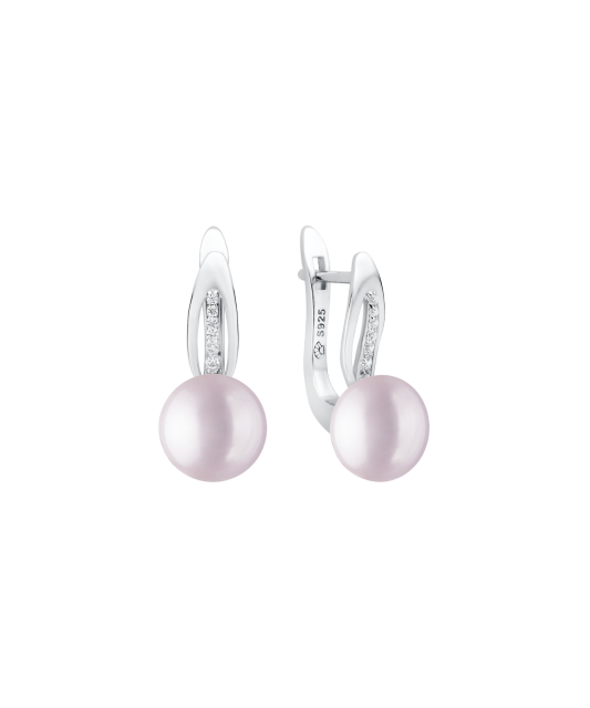 Sterling silver earrings with pearls and zircons