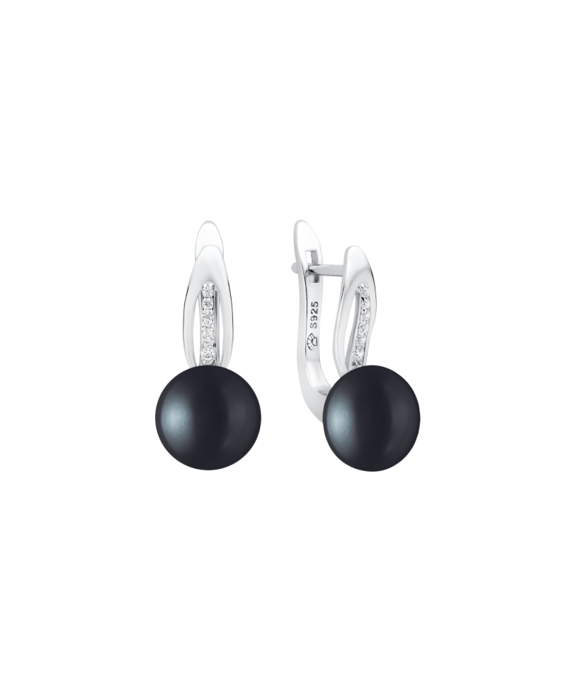 Sterling silver earrings with pearls and zircons