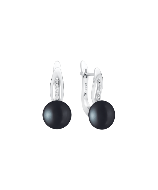 Sterling silver earrings with pearls and zircons