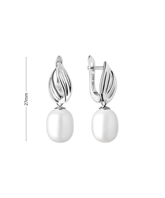 Sterling silver earrings with natural pearls