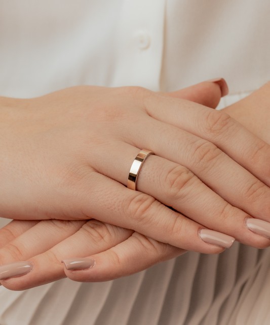 Wedding silver ring with gold plate