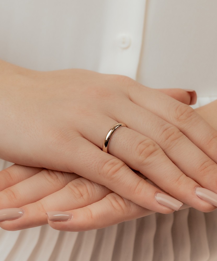 Wedding silver ring with gold plate