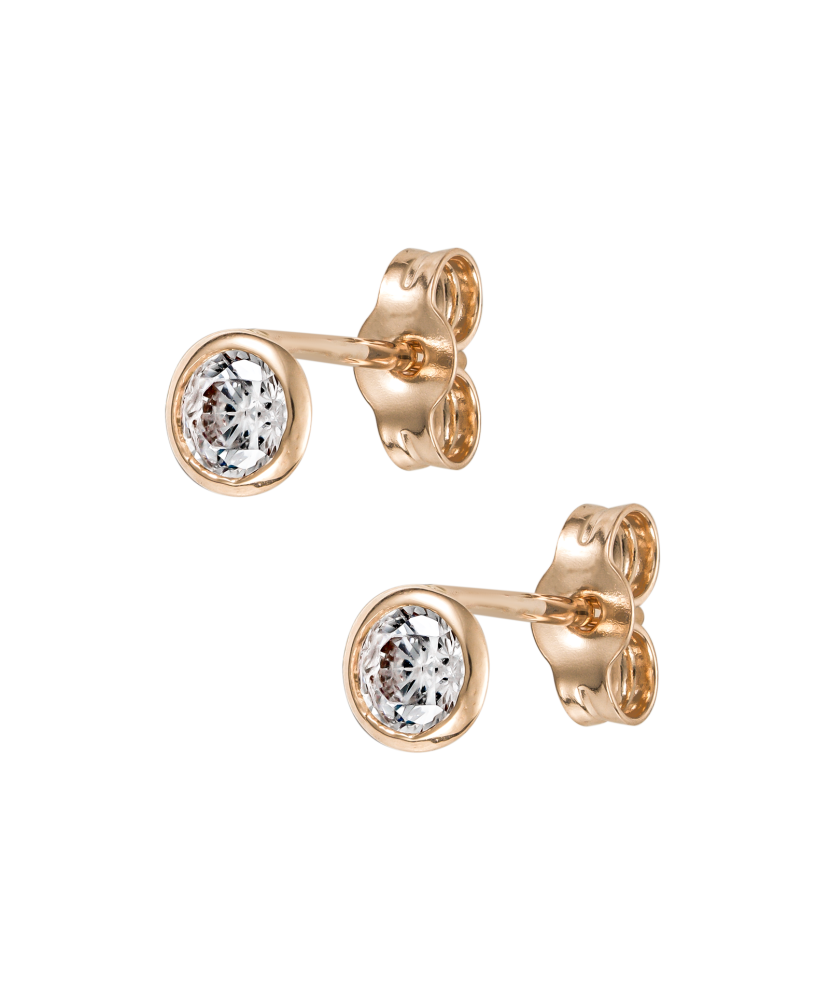 Gold earrings with zircons