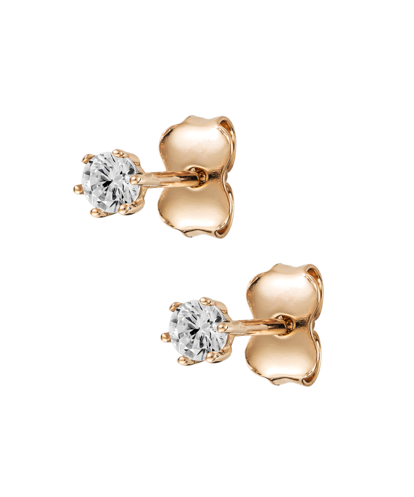 Gold earrings with zircons