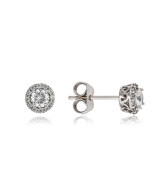 White gold earrings with zircons