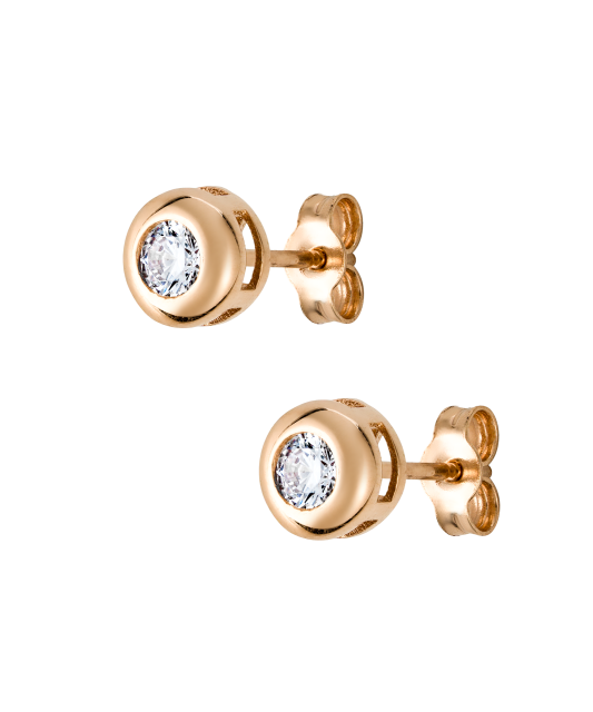 Gold earrings with zircons