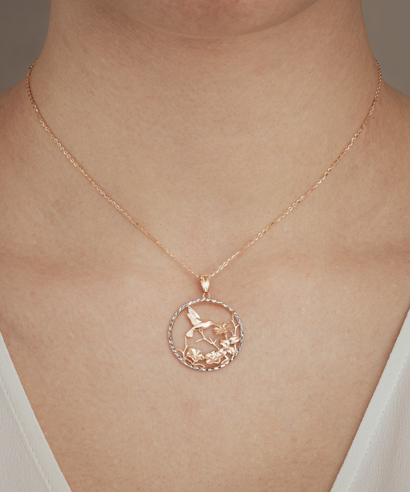 Gold pendant "Hummingbird" 2