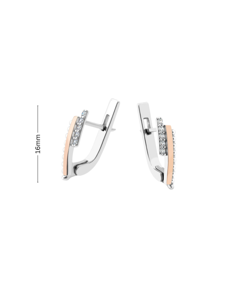 Hopeiset korvakorut peittää kullalla zirkoneilla