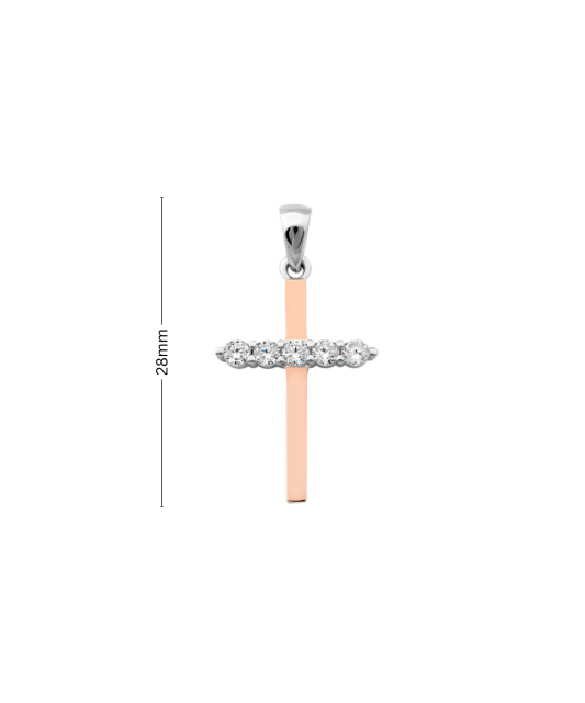 Gold plated Sterling silver pendant with zirconium "Cross"