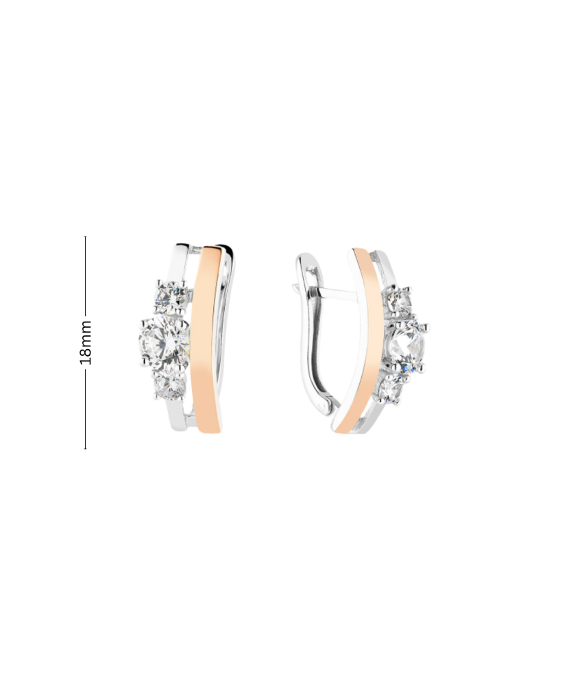 Hopeiset korvakorut peittää kullalla zirkoneilla