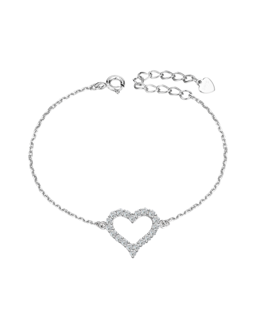 Sterling Silver bracelet with zircons "Heart"