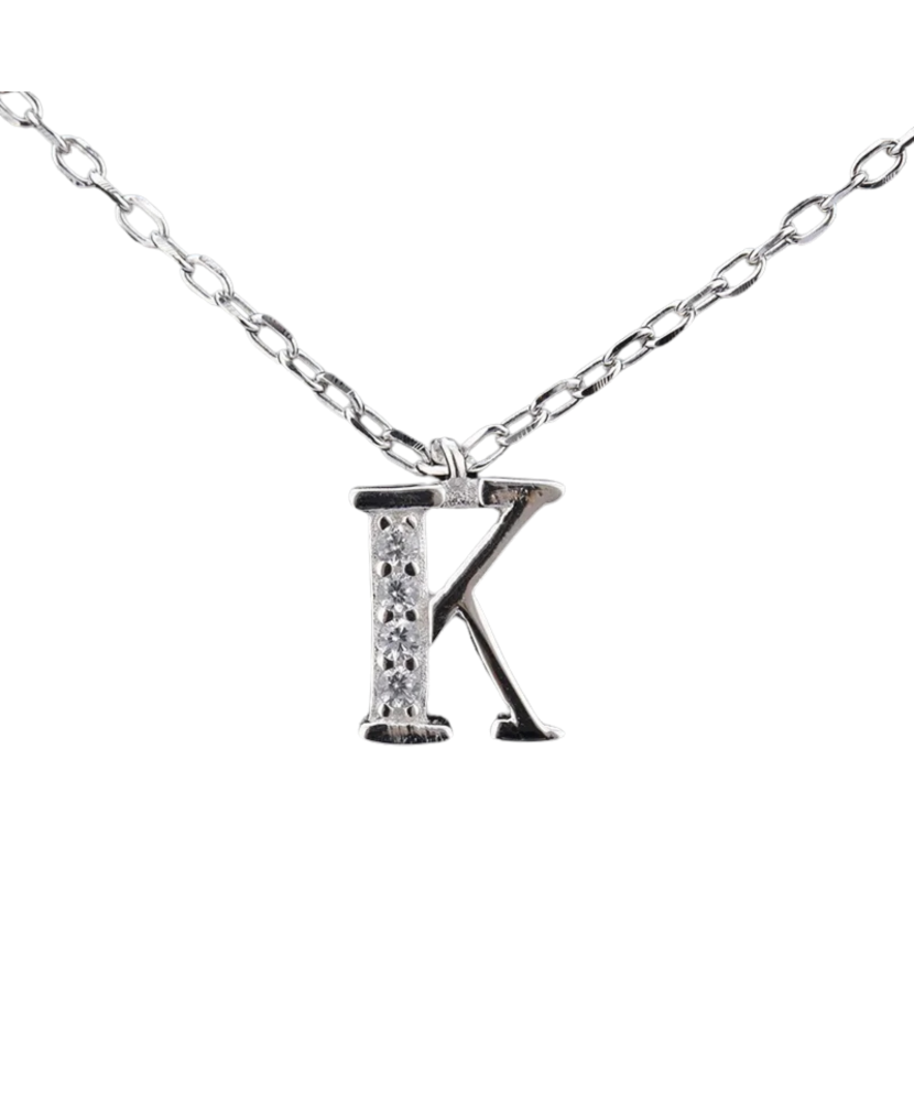 Sterling silver chain with pendant Letter K