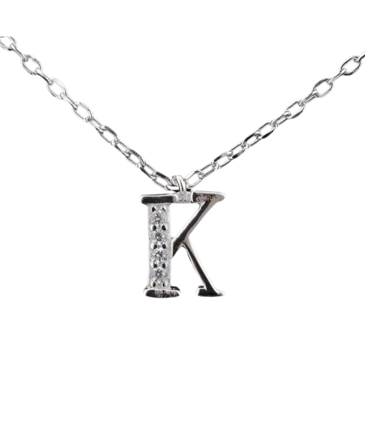 Sterling silver chain with pendant Letter K