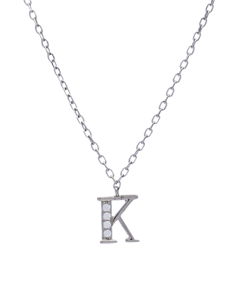 Sterling silver chain with pendant Letter K