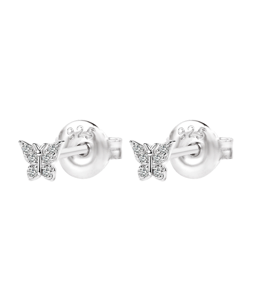 Sterling silver earrings with zircons "butterfly"