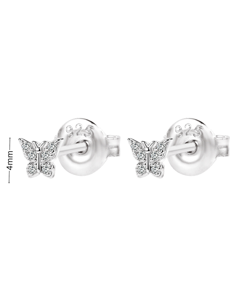 Sterling silver earrings with zircons "butterfly"
