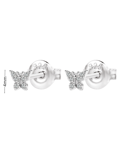 Sterling silver earrings with zircons "butterfly"