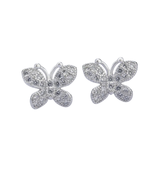 Sterling silver earrings with zircons "butterfly"